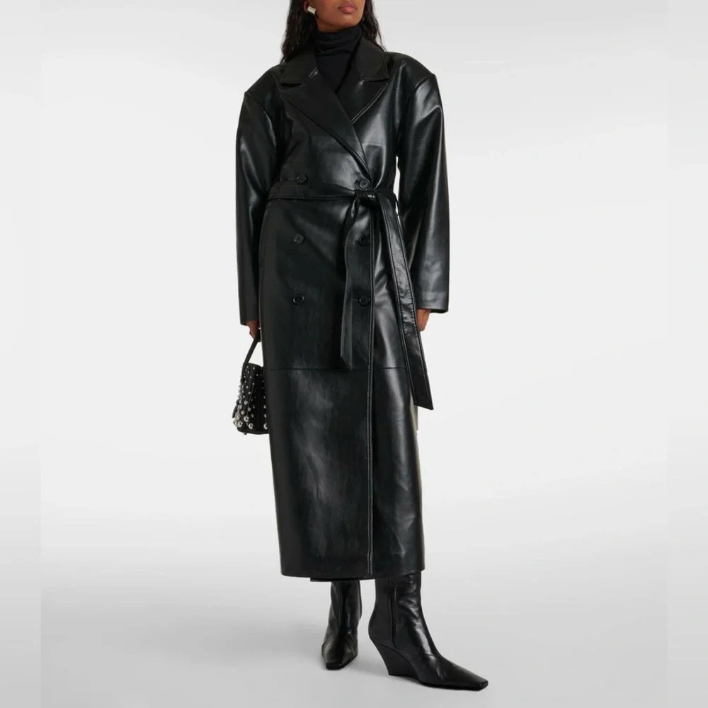 Elegant Black Women's Trench Coat - Picture 2 of 3